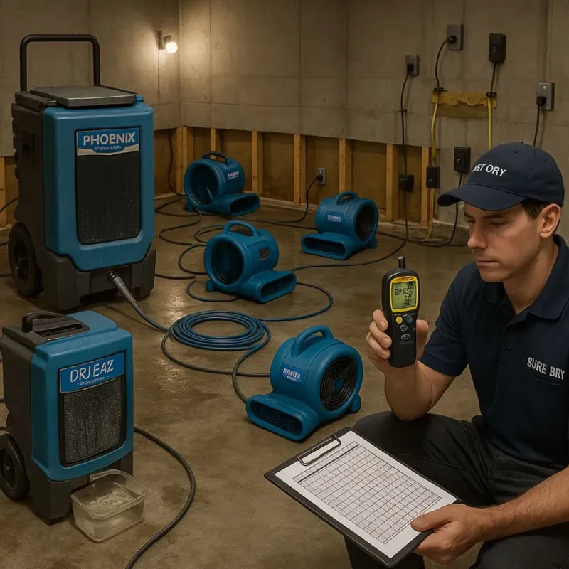 Structural Drying and Dehumidification process in Hawkins, TX